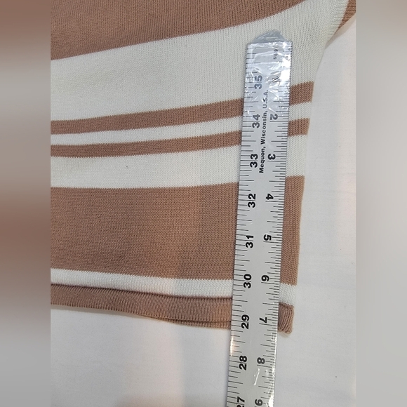 ZESICA Women's Size Medium Long Sleeve Crewneck Stripe Crop Sweater - Picture 3 of 10